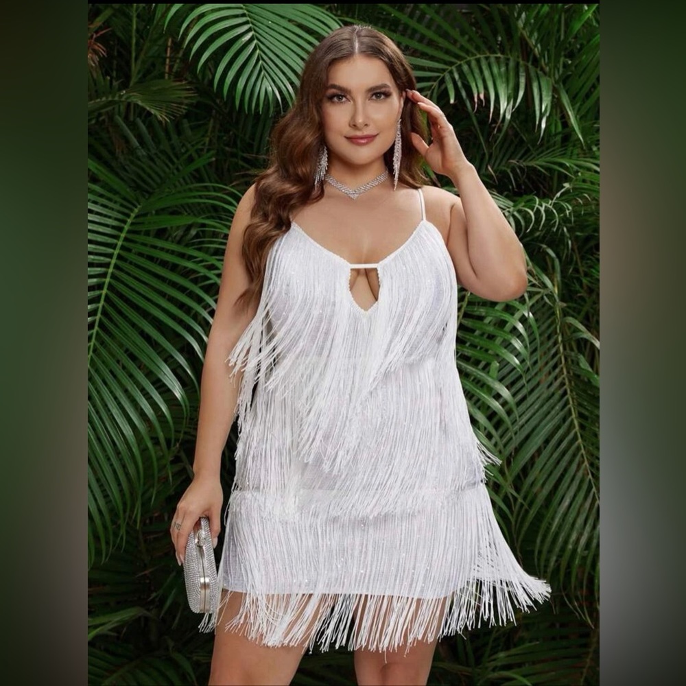 New White Fringe Dress